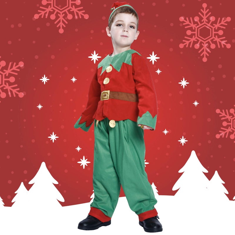 EraSpooky Elf Costume for Kids Boys Christmas Children's Costumes Outfit Set Santa Elf Costume Dress Up Funny Cosplay Party - Image 5